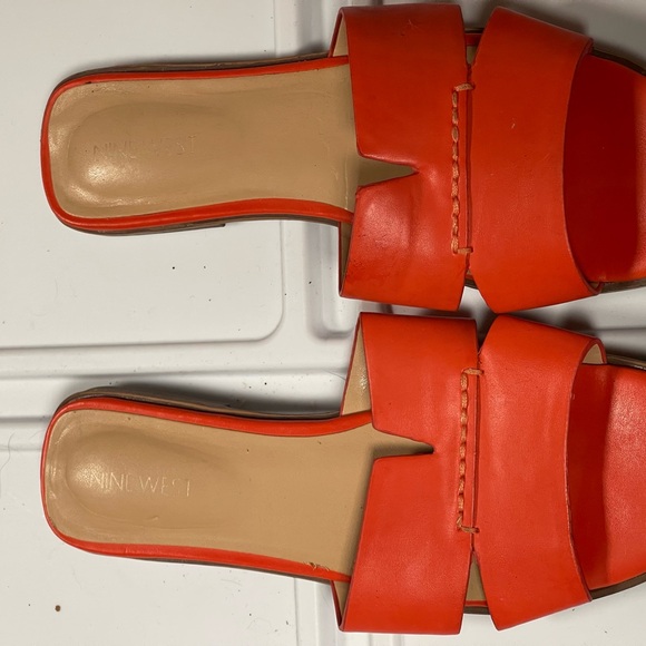 Nine West Women's Orange Leather Sandals, Size 8 - Picture 1 of 3